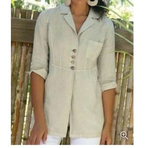 Soft Surroundings Linen Notch Collar Button Front Eza Jacket Size XL NEW
